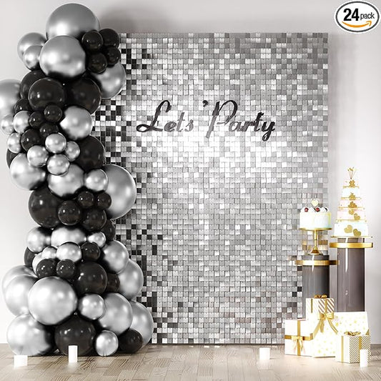 COKAOBE Silver Shimmer Wall Backdrop, Photo Backdrops