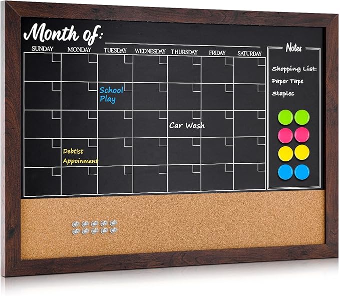 4 THOUGHT Chalkboard Calendar Corkboard Combo