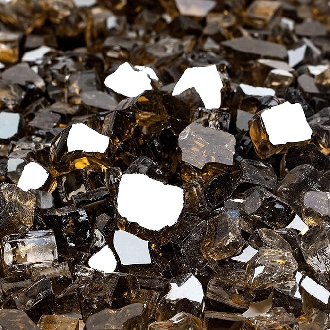 Mr. Fireglass 10 Pounds Fire Glass - 1/2 Inch High Luster Reflective Tempered Glass Rocks for Fireplace Fire Pit Table and Landscaping, Bronze