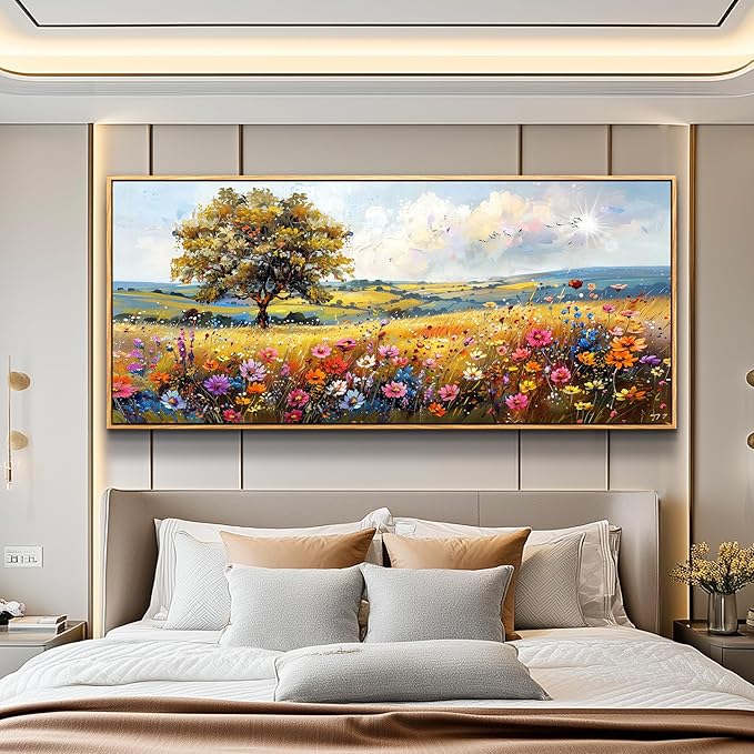 hyidecorart Large Framed Wall Art, Spring Landscape Wall Art, Nature Tree