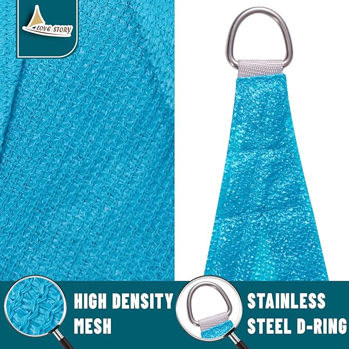 LOVE STORY Custom Size 6'x6'x6' Turquoise Blue Sun Shade Sail Triangle Sunhsade Fabric Awning Canopy for Patio Backyard Carport Pergola (Customized)