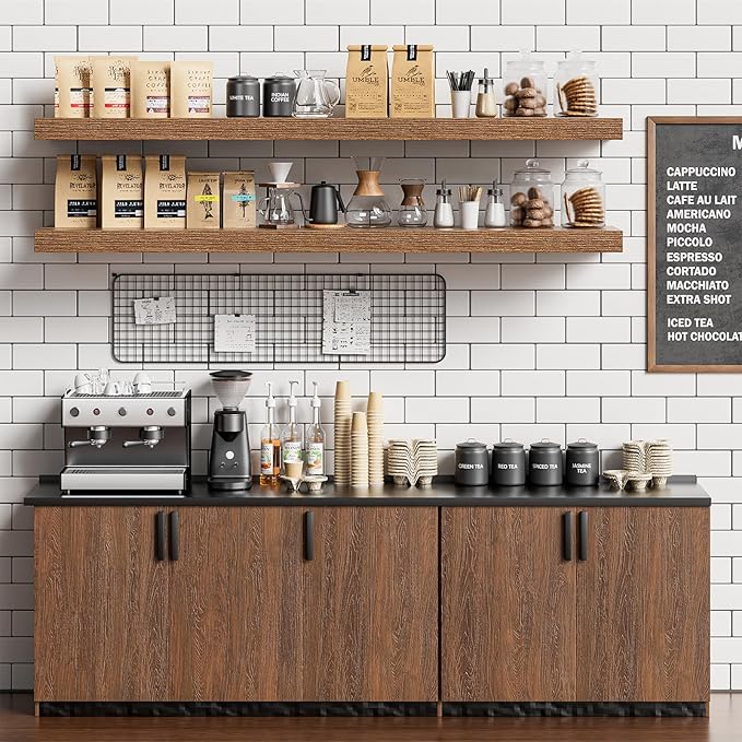 Heimlove Floating Shelves for Wall 48 Inches Long, 9.3" Deep Walnut Floating