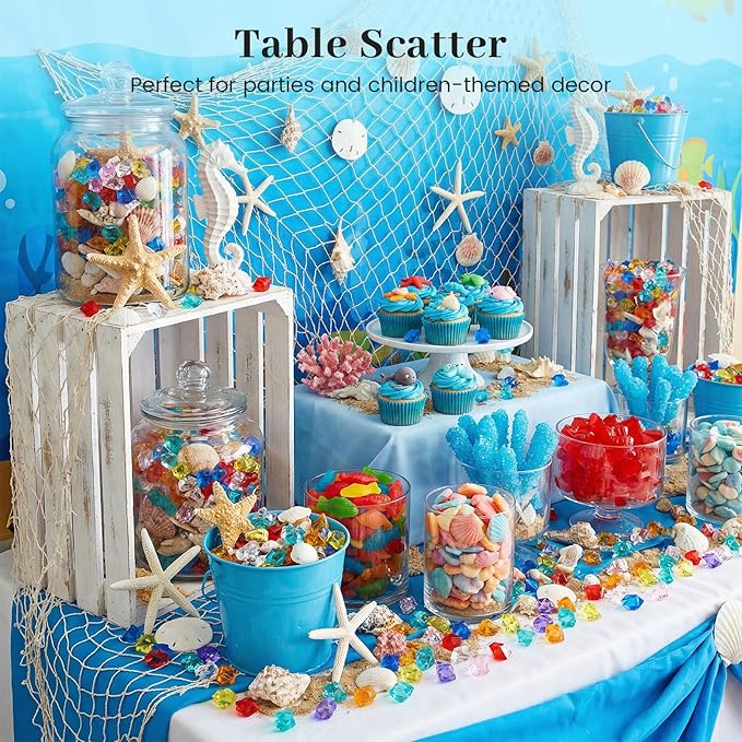 DomeStar 150PCS Multicolored Acrylic Fake Gems, Crushed Ice Rocks Pirate Treasure Jewels Vase Fillers, Table Scatter, Sensory Bin Filler, Photo Props, Pirate Party Favors Easter Decor