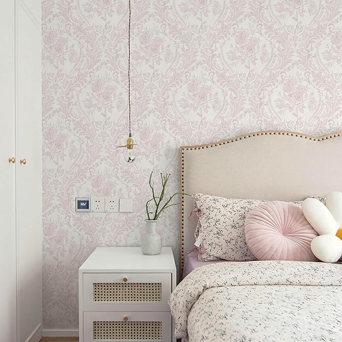 Ismoon Floral Peel and Stick Wallpaper Pink Contact Paper Boho Watercolor