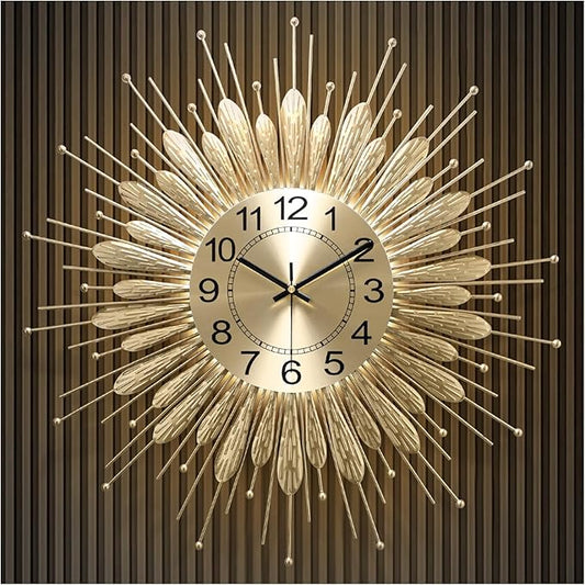 27" Gold Mid Century Modern Wall Clock，Battery Operated Decorative Decorative