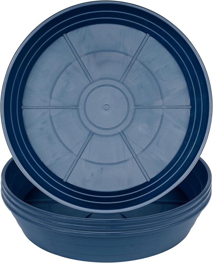 Plant Saucer 8 Inch 4 Pack 6 8 10 12 14 16 18 20 25, Plastic Plant Trays for Potsï¼Extra-Deep Plant Water Dray Tray, Bird Bath Bowl, Heavy Flower Plant saucers Indoors and Outdoor No Holes 8in-4 blue