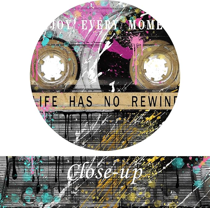 KREATIVE ARTS Vintage Graffiti Street Art Canvas Retro Cassette Tape Life Quote