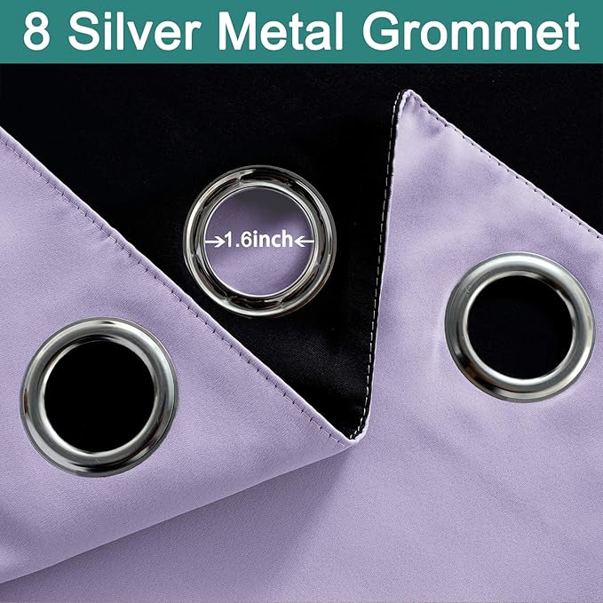Yakamok 100% Blackout Thermal Insulated Grommet Curtains, Noise Reducing