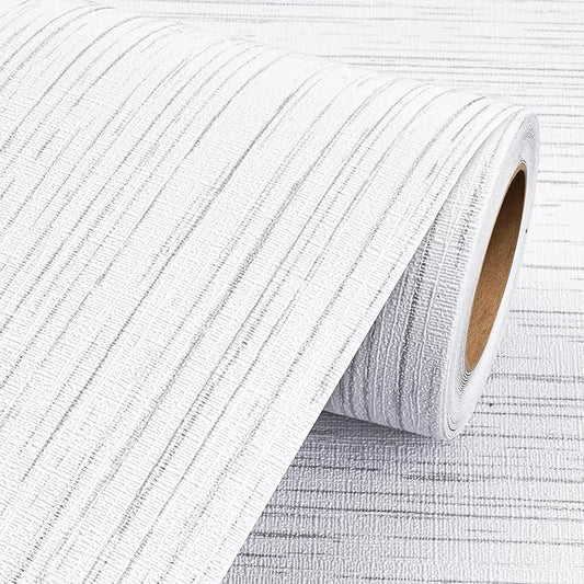 Livelynine 15.8x394 Textured Wallpaper Stick and Peel White Embossed Wallpaper