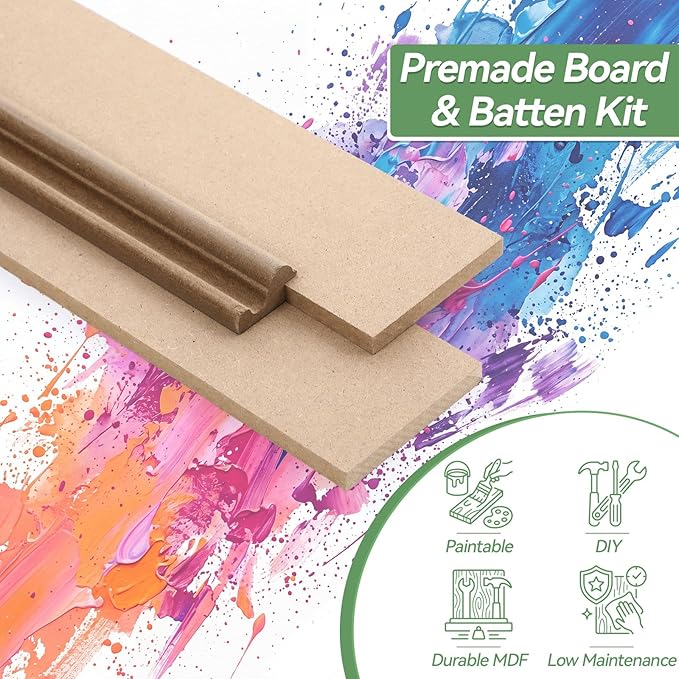 24 Pcs Mdf Board and Batten Wall Panel Kits