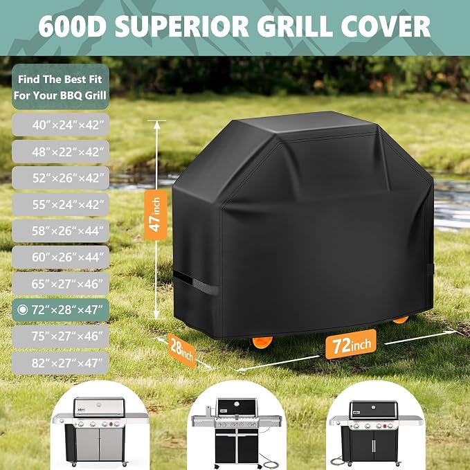 Grill Cover 72 Inch - Superior BBQ Cover for Weber Summit 600 Series Gas Grill - 600D Large Outdoor Barbecue Covers for Weber 6 Burner Summit 670, Summit 620 and Genesis 600, Genesis 400