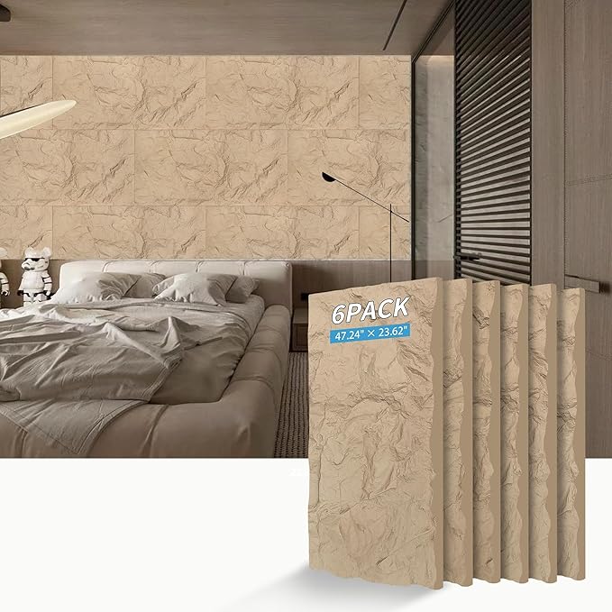 3D Faux Stone Wall Panels, Lightweight & Waterproof Accent Marble Rock Skin