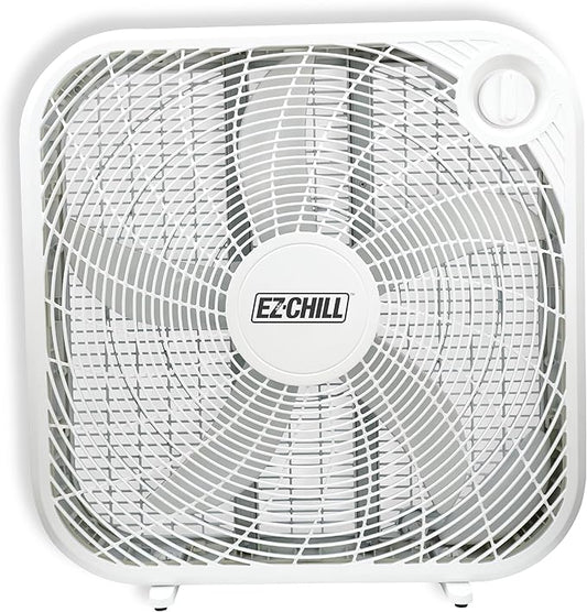 EZ-CHILL 20â Box Fan, 3 Speed Full-Force Air Circulation Window Fan, Floor Fan, Bedroom Fan, Ideal for Home, Bedroom & Office, MTNBF20