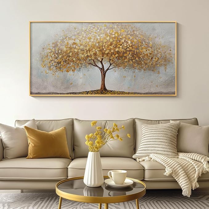 Large Framed Tree of Life Gold Wall Art