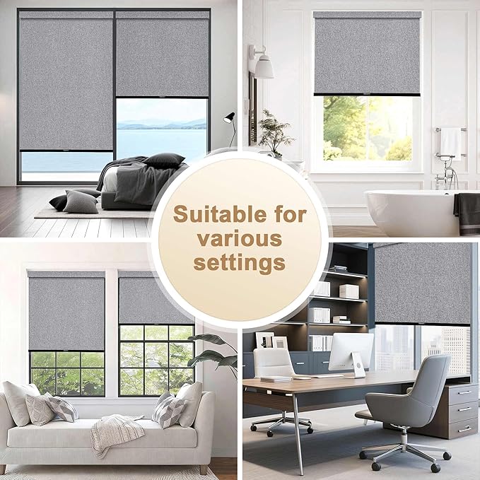 SUNOFF No Drill Tools Cordless Blackout Roller Shades Blinds