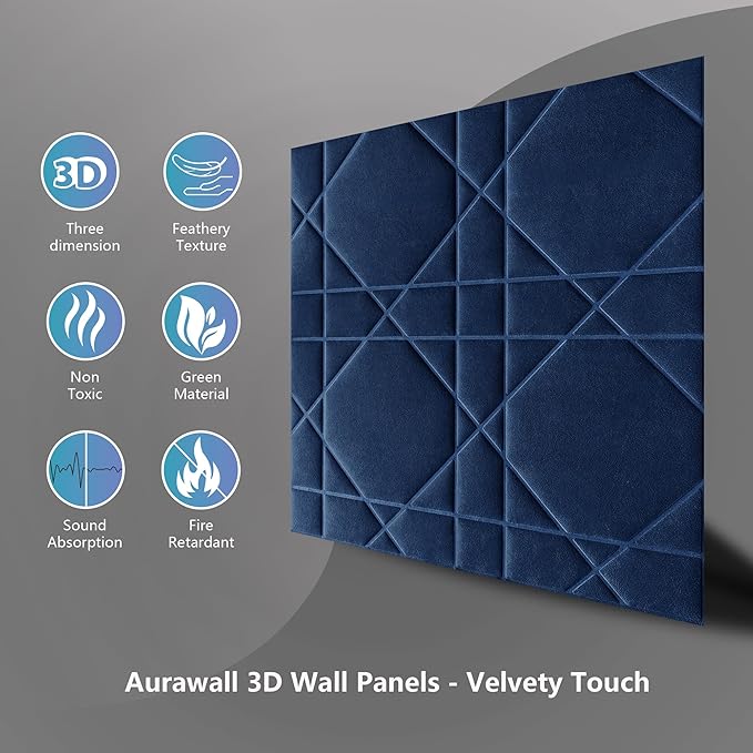 Velvet 3D wall Panels for Interior wall Decor Peel and Stick, Soundproof