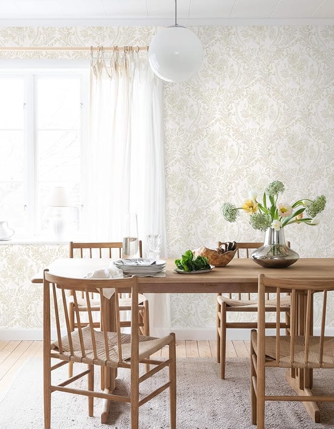 Ismoon Floral Peel and Stick Wallpaper Vintage Beige Contact Paper Boho