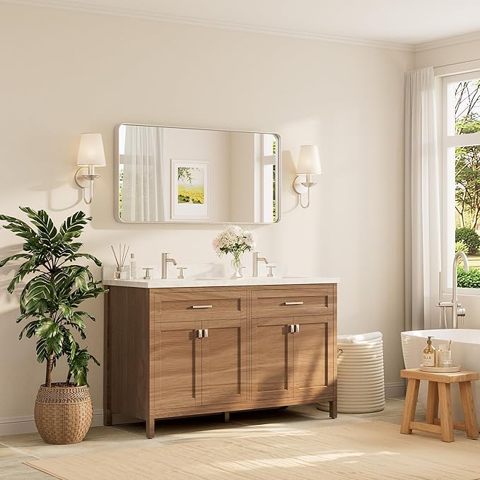 TETOTE Brushed Nickel Mirror 48 x 24 Inch