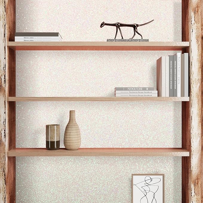 CRE8TIVE Off-White Glitter Wallpaper Border Peel and Stick Wall Border Glitter