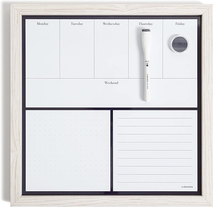 U Brands Rustic Weekly Dry Erase Board