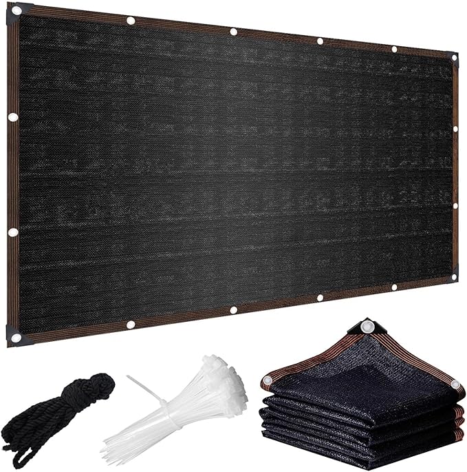 Shade Cloth for Garden, 8 x 20 FT 90% Sun Shade Cloth for Greenhouse, Patio, Plants Cover and Chicken Coops, Pergola Shade Cover Canopy, Mesh Tarp Sun Screens for Patio, Outdoor, Garden - Black