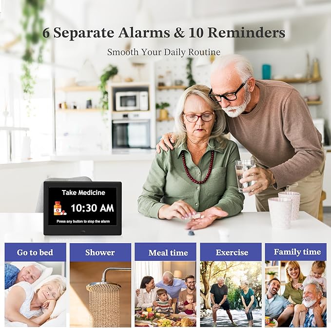 7'' Dementia Clock For Seniors, Large Display Digital Clock