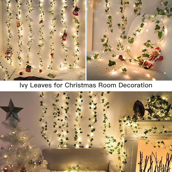 suddus Vines with Light for Bedroom, 200 LED Fairy Lights with Vines, Ivy