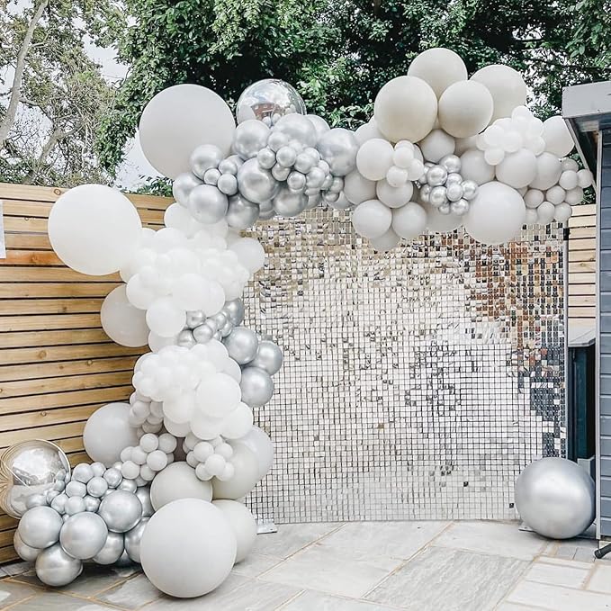 COKAOBE Silver Shimmer Wall Backdrop, Photo Backdrops