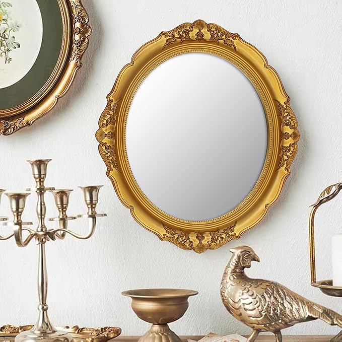 YCHMIR 14.8 x 13.1 inch Oval Wall Mirror Vintage Style Wall Mounted