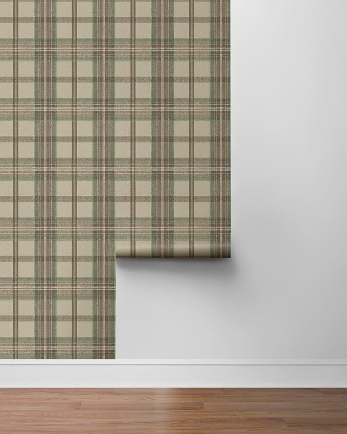 NextWall Harry & Grace Herringbone Plaid Premium Matte Non-Woven Peel and Stick