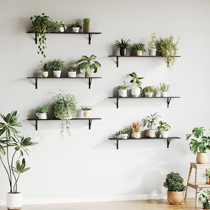 WOPITUES Floating Shelves for Wall 48″W x 8″D, Long Wall Mounted Shelves Set of