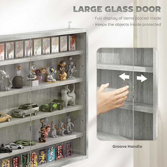 HOMCOM 5-Tier Display Cabinet, Glass Door Cabinet