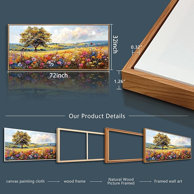 hyidecorart Large Framed Wall Art, Spring Landscape Wall Art, Nature Tree