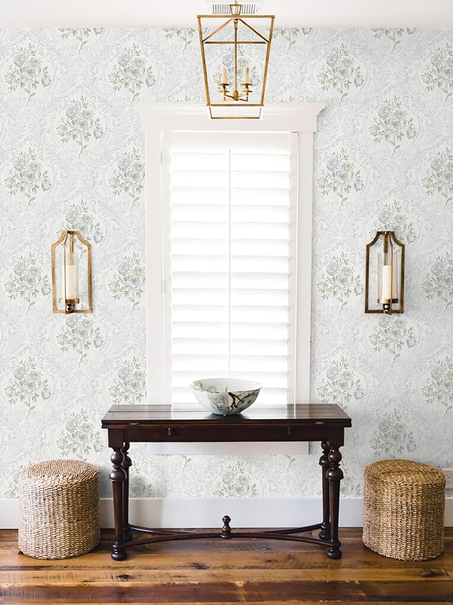 Ismoon Vintage Peel and Stick Wallpaper Floral Contact Paper Boho White and