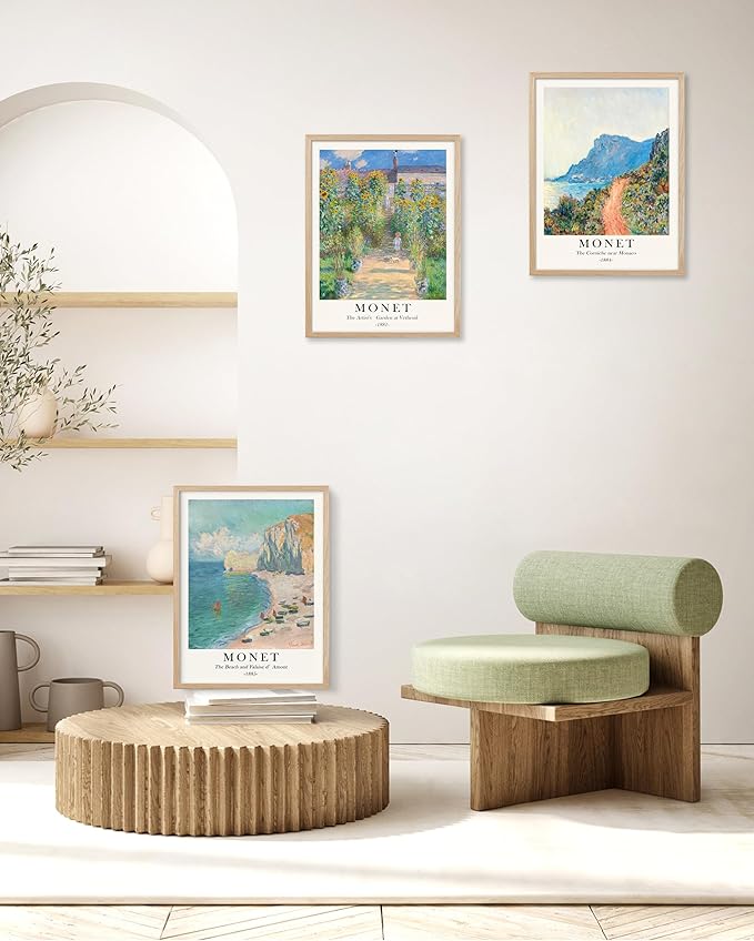 HesenDot Unframed Claude Monet Posters Set of 3, 12x16in Vintage Landscape
