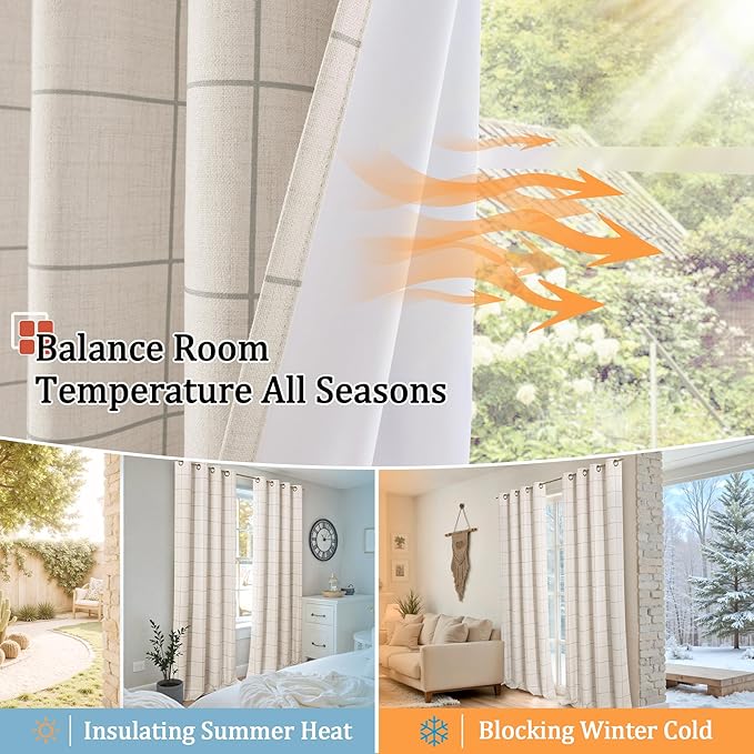 Lajode Grey Linen Blackout Curtains