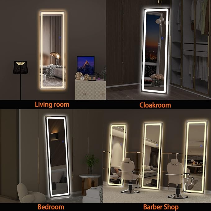 Hasipu Full Length Mirror with Lights, Full Body Dressing Standing, Hanging