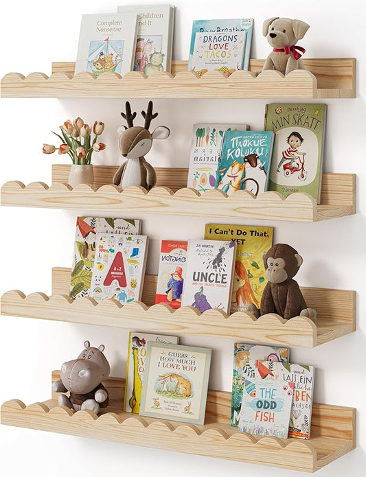 Shario Nursery Book Shelves, Scalloped Shelves, Wall Book Shelves