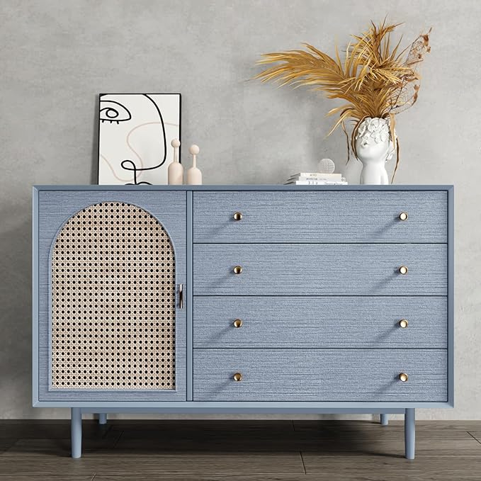 CRE8TIVE 24"x118" Wide Light Blue Grasscloth Peel and Stick Wallpaper Fabric