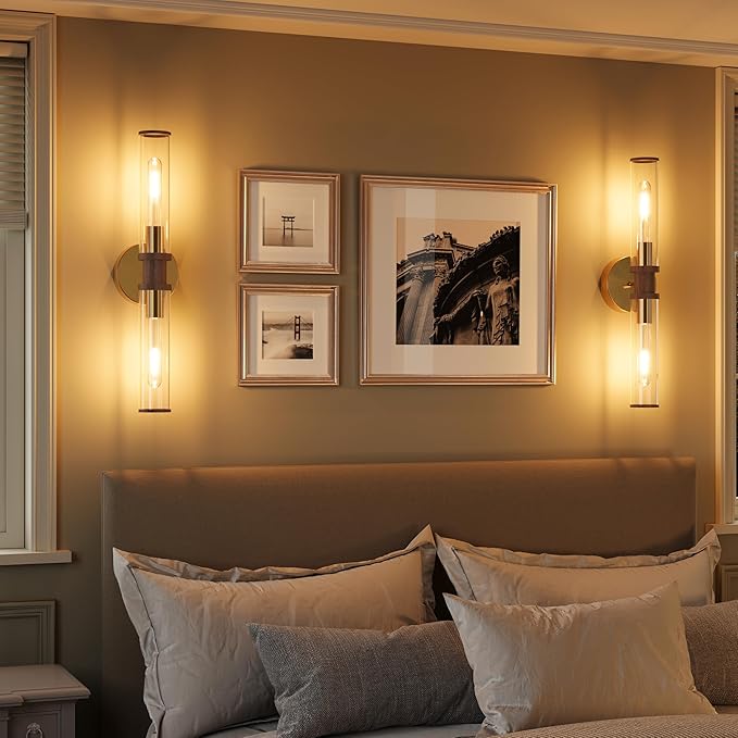 Battery Operated Wall Sconce Set of 2, Modern Cordless Wall Lights