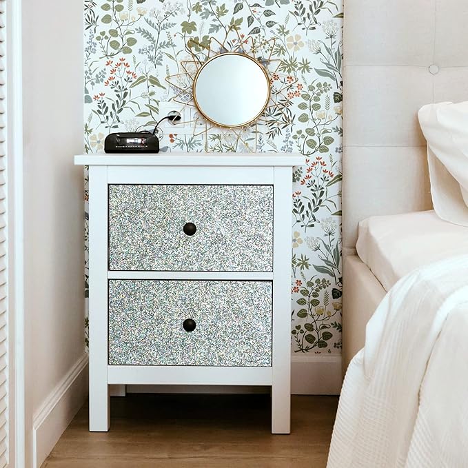 CRE8TIVE Silver Holographic Glitter Wallpaper Border Peel and Stick Wall