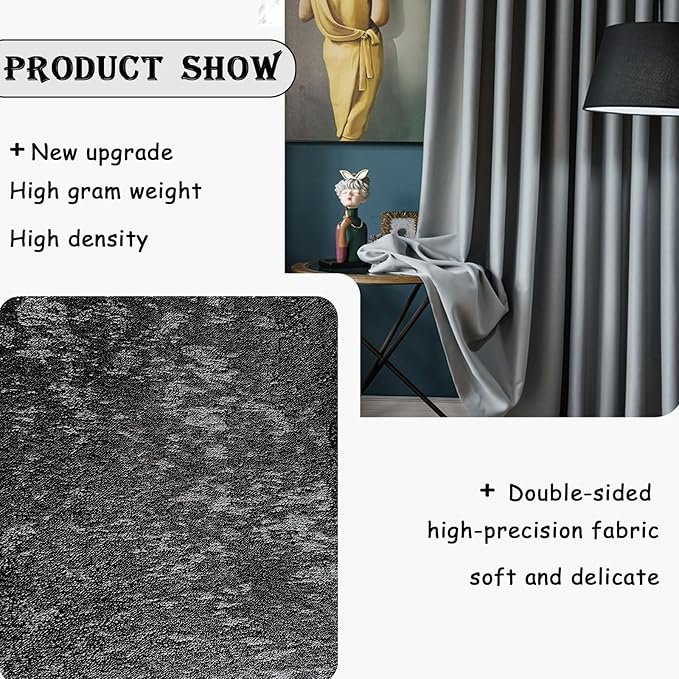 Room Divider Curtains for Ceiling Track Rod, 100% Blackout Ceiling Track
