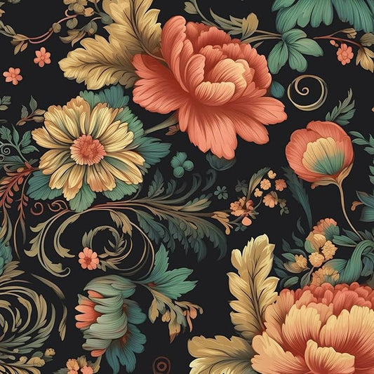 BOKEBEVE Vintage Floral Peel and Stick Wallpaper Vibrant Flower Contact Paper