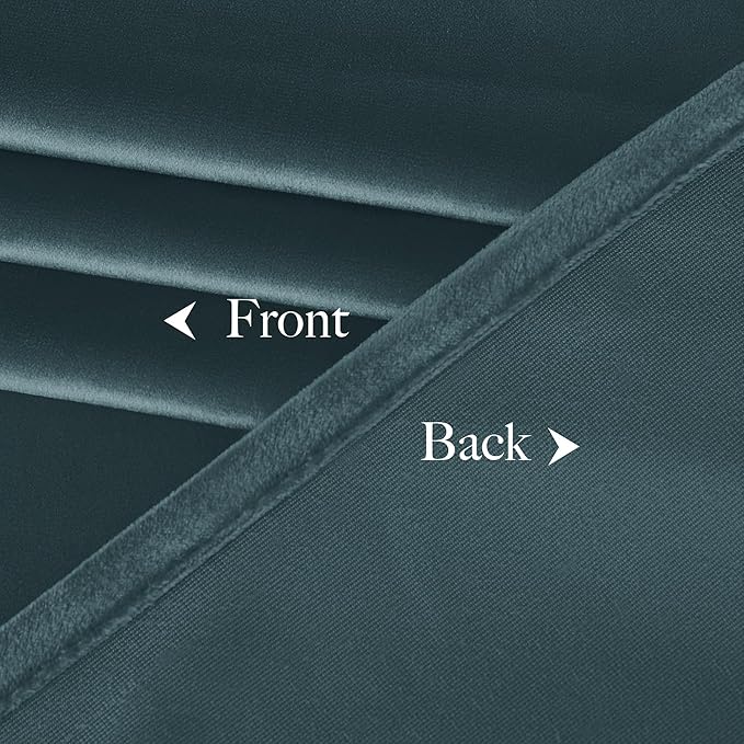 NICETOWN Greyish Blue Velvet Curtains and Drapes, Thermal Insulated Soft Window