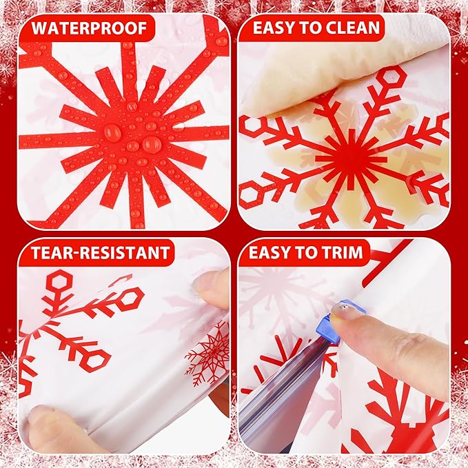 Kochorie 100 Ft x 54 Inch Red Snowflake Tablecloth Roll