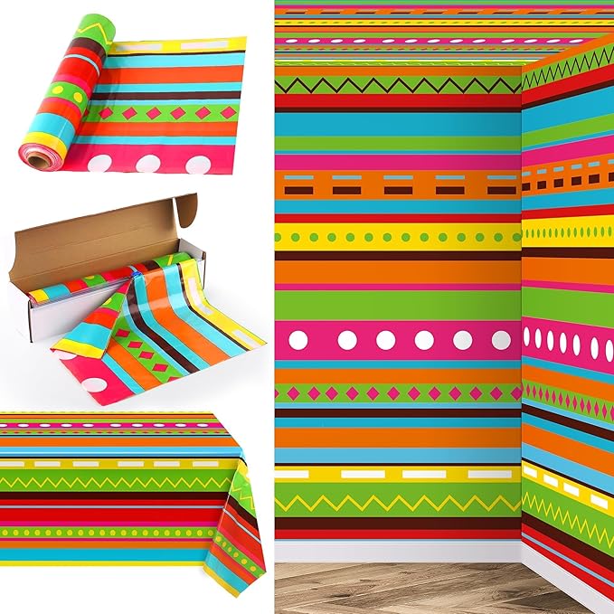 Kochorie 100 Ft x 54 Inch Mexican Fiesta Party Tablecloth Roll