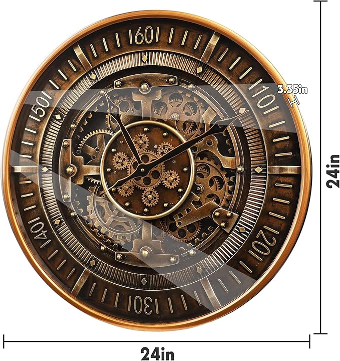 24 Inch Real Moving Gears Wall Clock