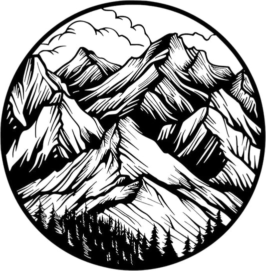 Metal Wall Decor | 27'' x 27'' x 0.05'' Mountains Themed Metal Wall Art | Handmade Indoor and Outdoor Wall Decorations