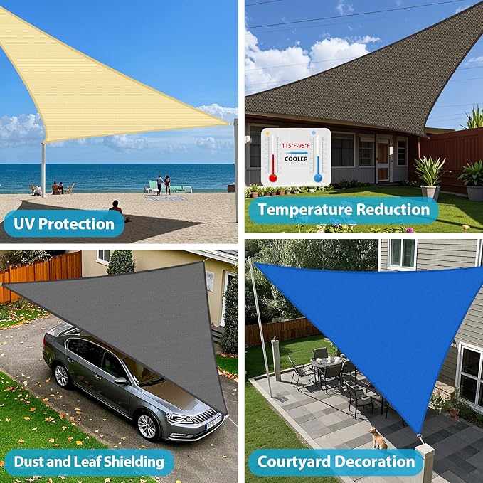 Amagenix Sun Shade Sail 16'X16'X22.6' Curved Edge Outdoor Shade Canopy Dark Grey Breathable 95% UV Block Shade Cloth for Patio Garden Backyard (We Make Custom Size)