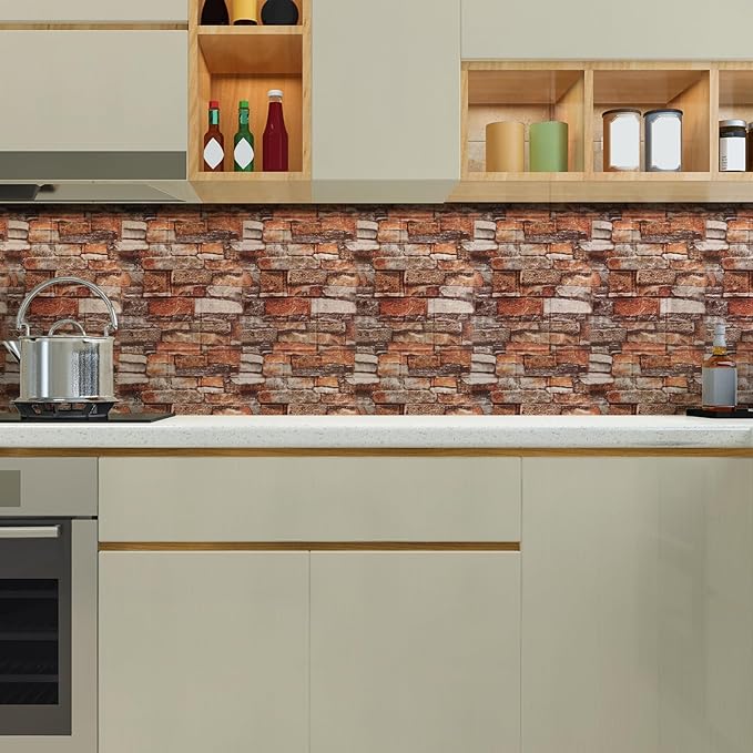 10PCS 3D Wall Panels Peel and Stick Foam, Self-Adhesive Decorative 3D Brick